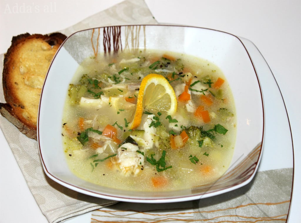 Sup me kokë peshku dhe perime